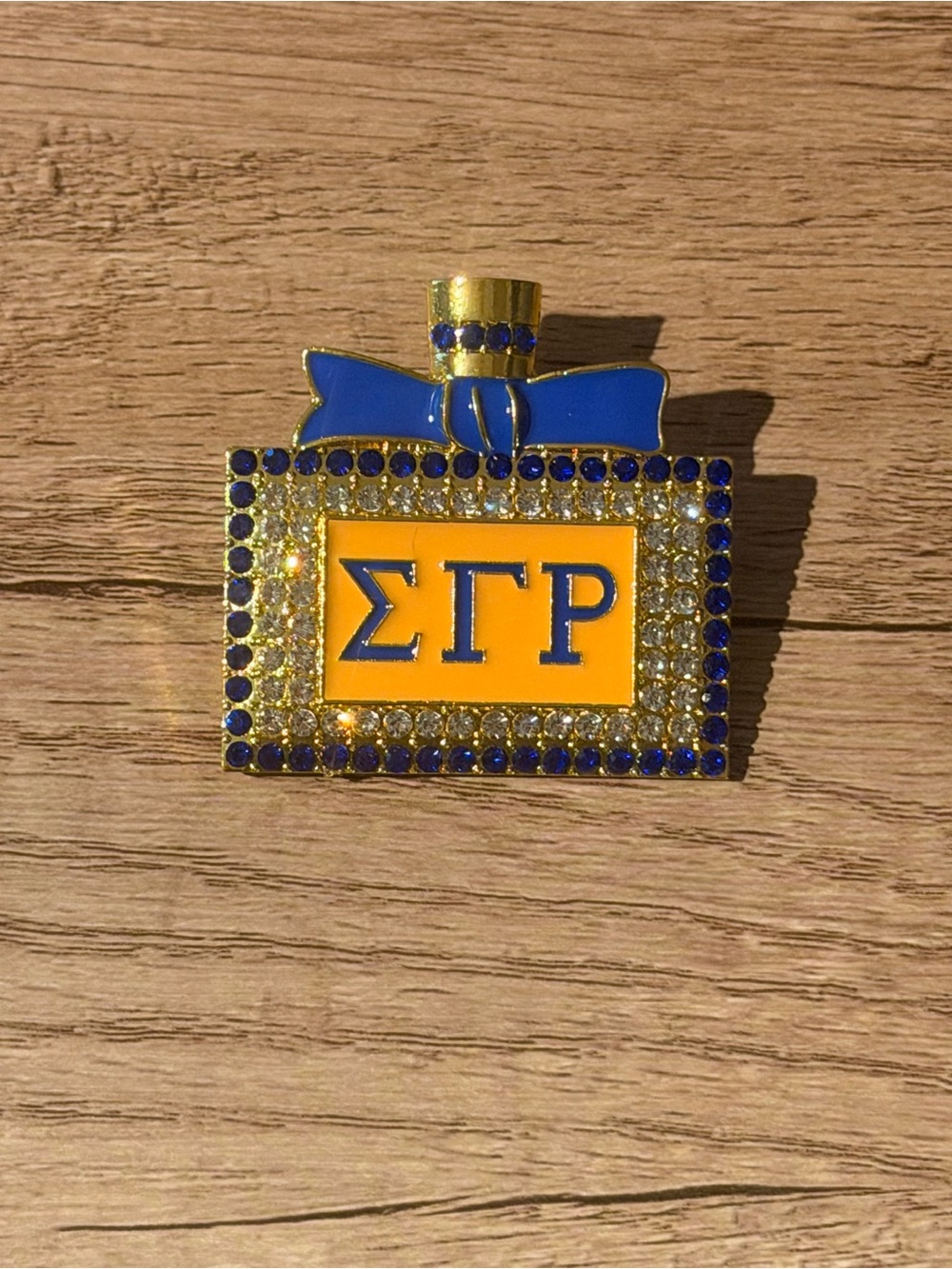 Blue and Gold Sigma Gamma Rho Decorative Brooch
